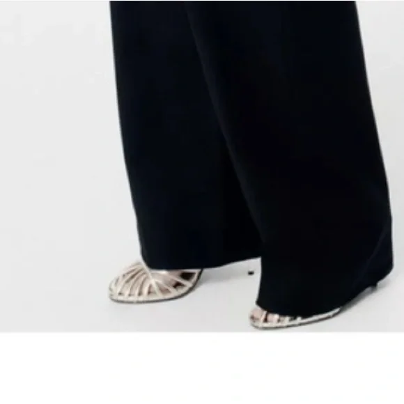Zara ZW COLLECTION Women's Black Wide-Leg Pants - Picture 5 of 7